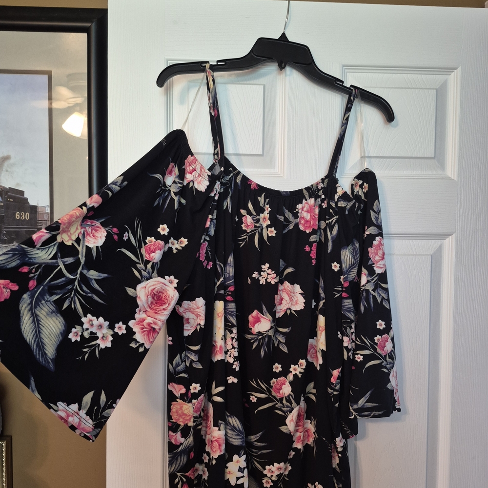 Eye Candy Off Shoulder Black Floral Blouse